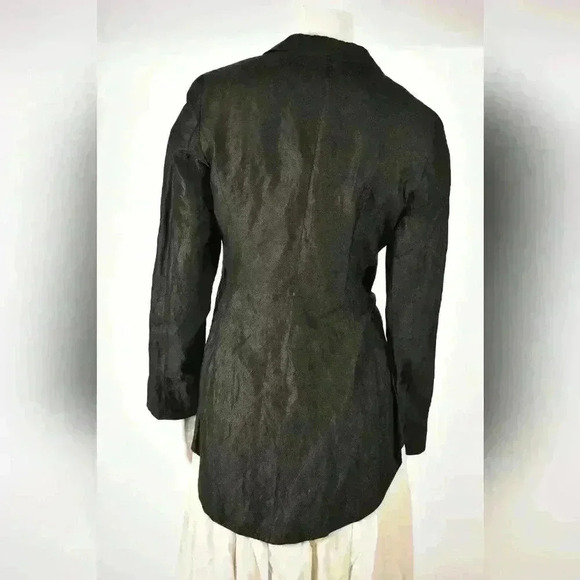 1990's KENZO Cupro Rayon Metallic Fitted Goth Tuxedo Point Blazer France 2/4US - Picture 3 of 5
